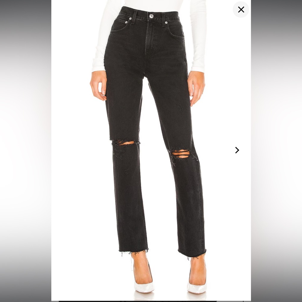 Agolde Cherie Black Straight Leg Denim Jeans